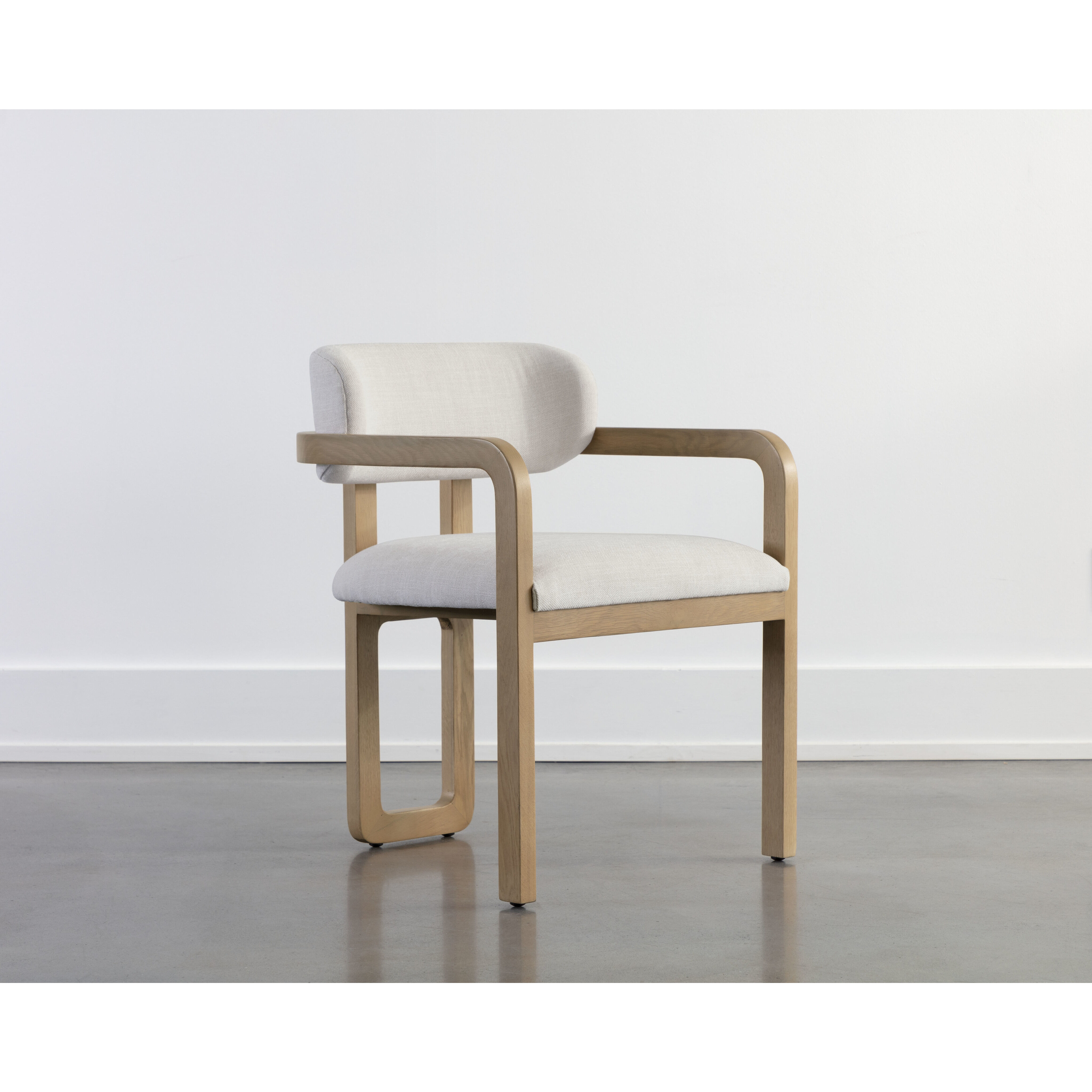 Madrone Rustic Oak / Heather Ivory Tweed Dining Armchair